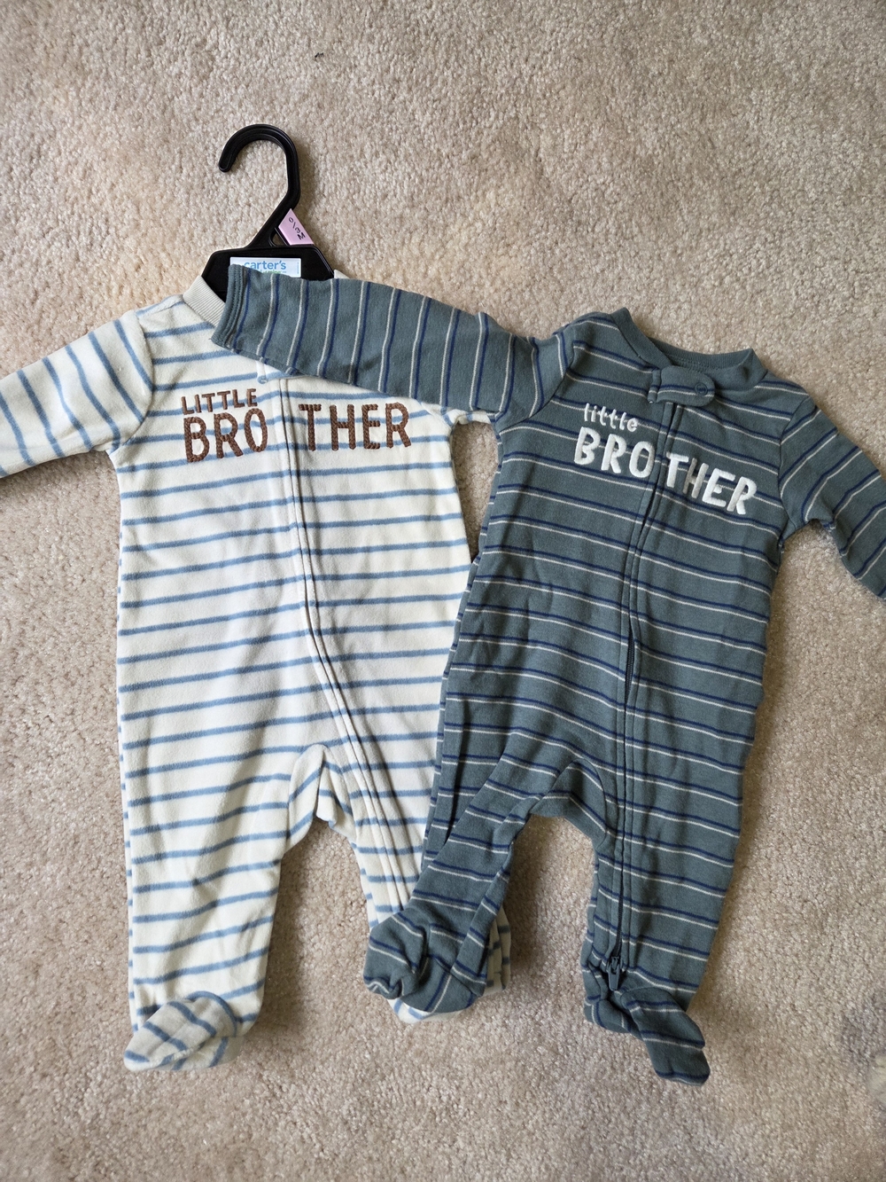 Carter's Striped 'Little Brother' Onsie Bundle